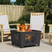 Fire Pit Preto 60 x 60 x 40 cm Aço