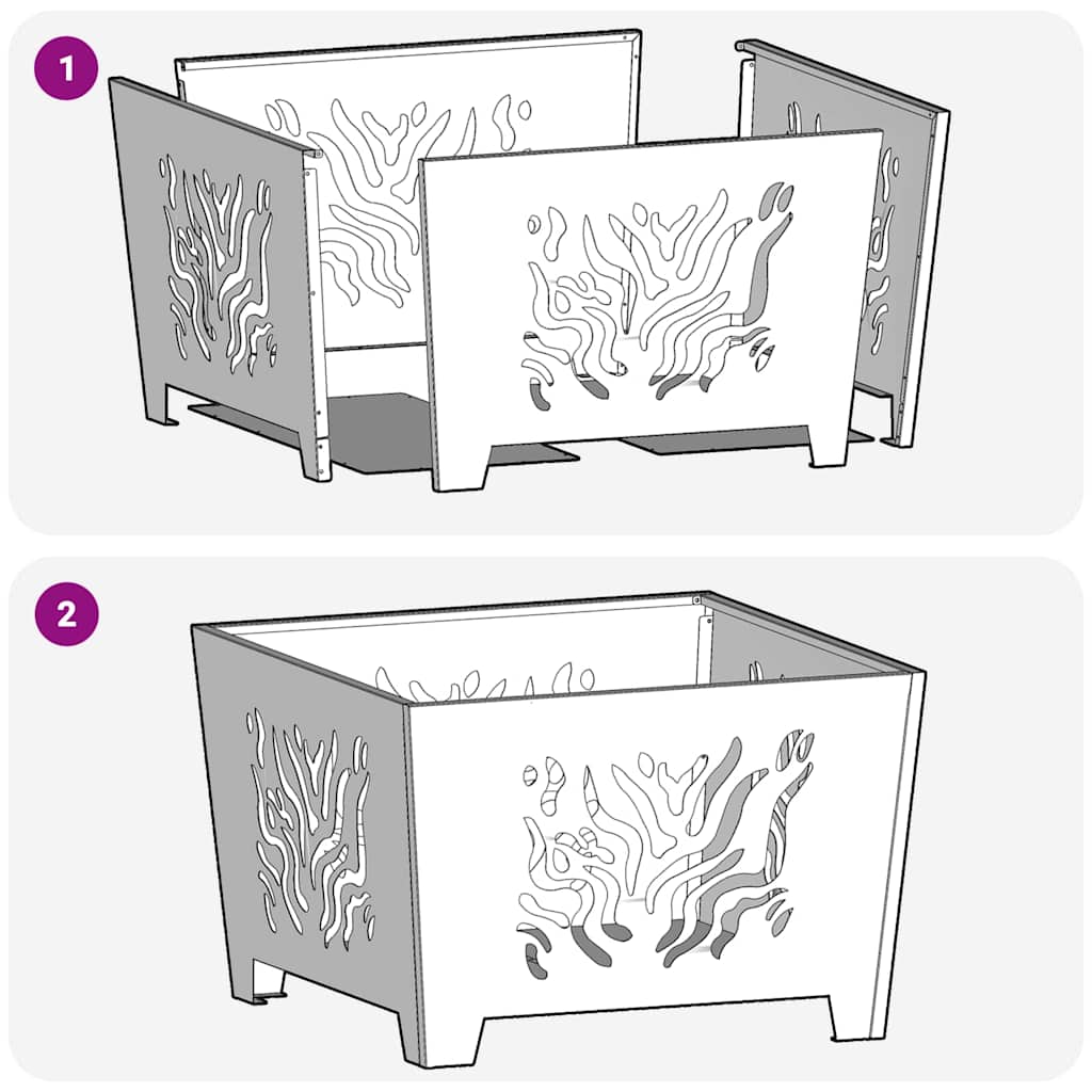 Fire Pit Castanho 60 x 60 x 40 cm Aço