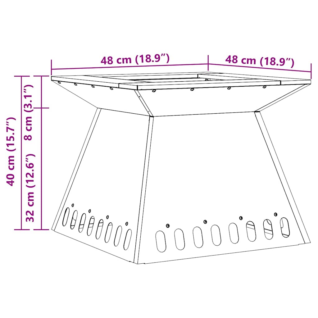 Fire Pit Preto 48 x 48 x 40 cm Aço