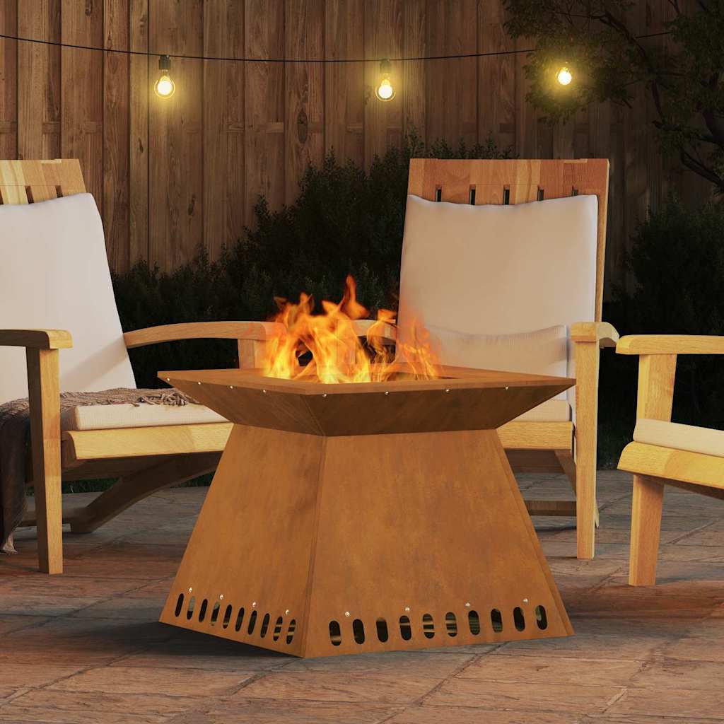 Fire Pit Castanho 60 x 60 x 50 cm Aço corten