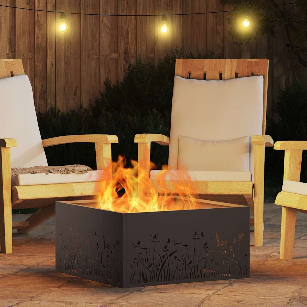 Fire Pit Preto 60 x 60 x 30 cm Aço