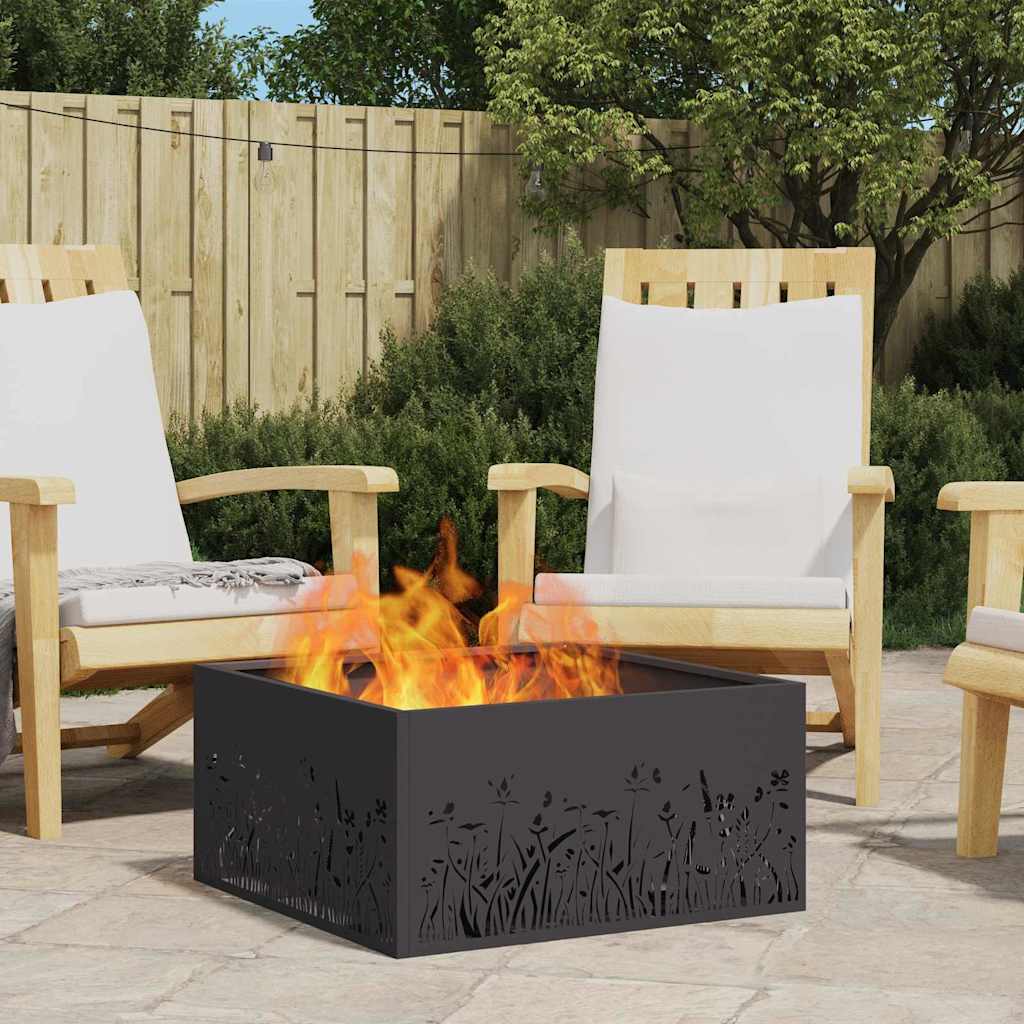 Fire Pit Preto 60 x 60 x 30 cm Aço