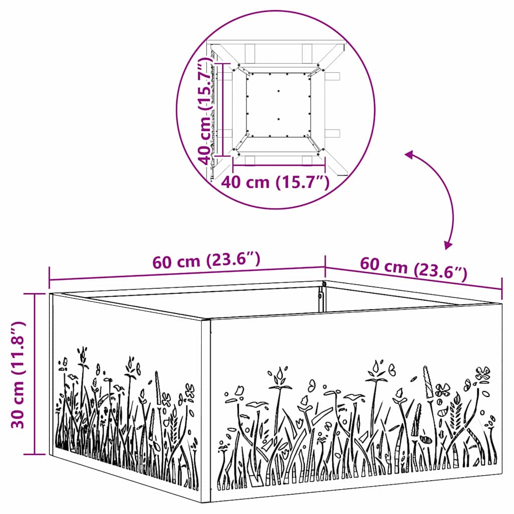 Fire Pit Preto 60 x 60 x 30 cm Aço