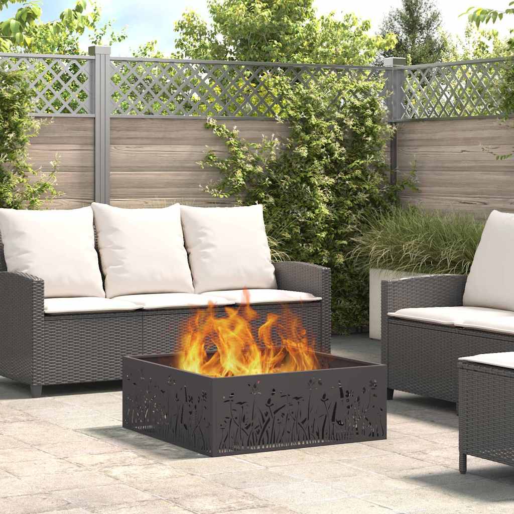 Fire Pit Preto 80 x 80 x 30 cm Aço