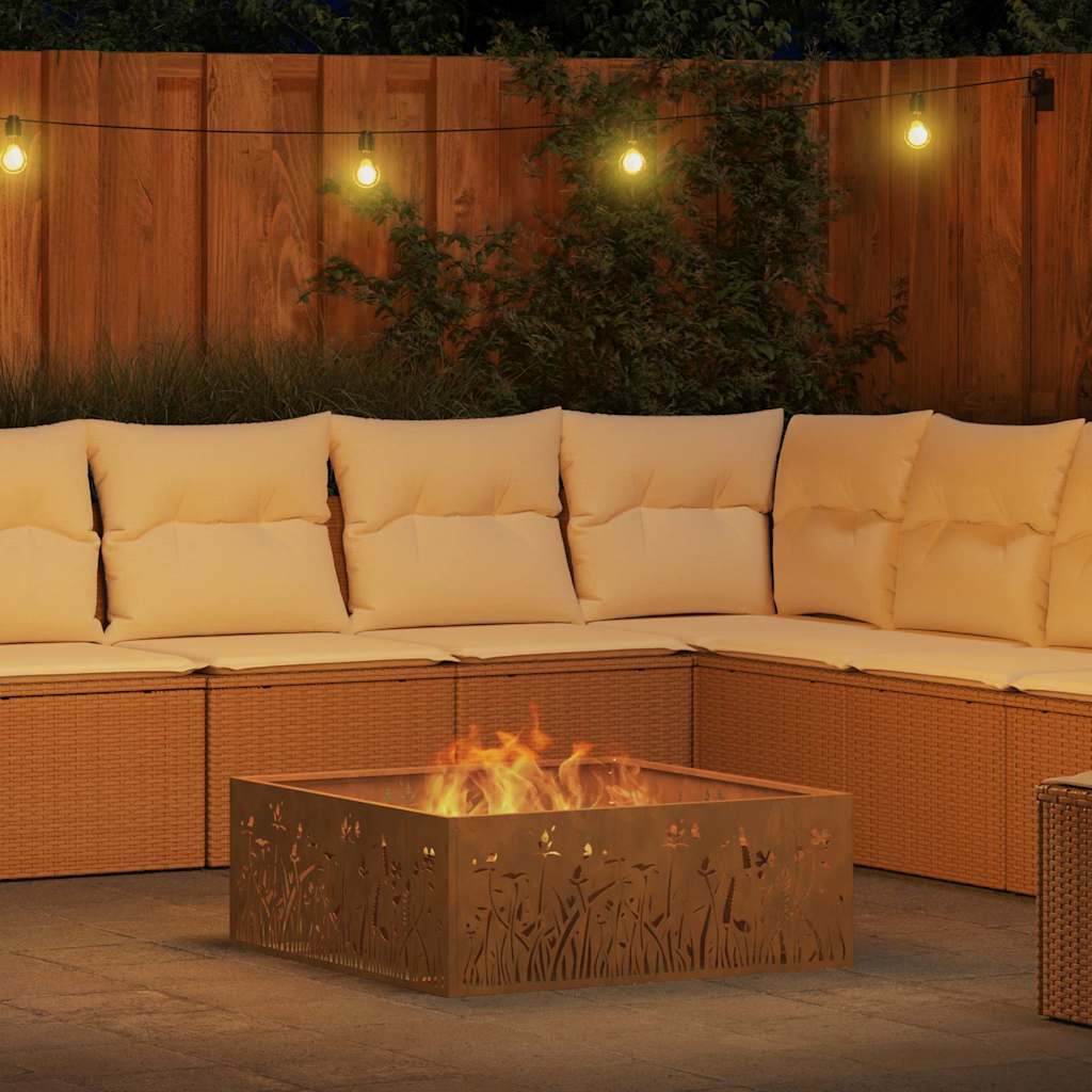 Fire Pit Castanho 80 x 80 x 30 cm Aço corten