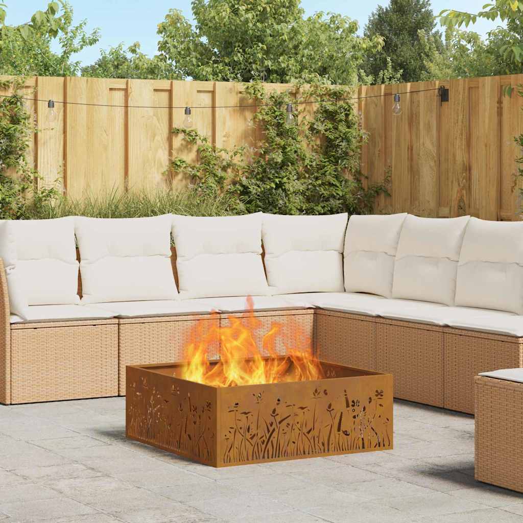 Fire Pit Castanho 80 x 80 x 30 cm Aço corten