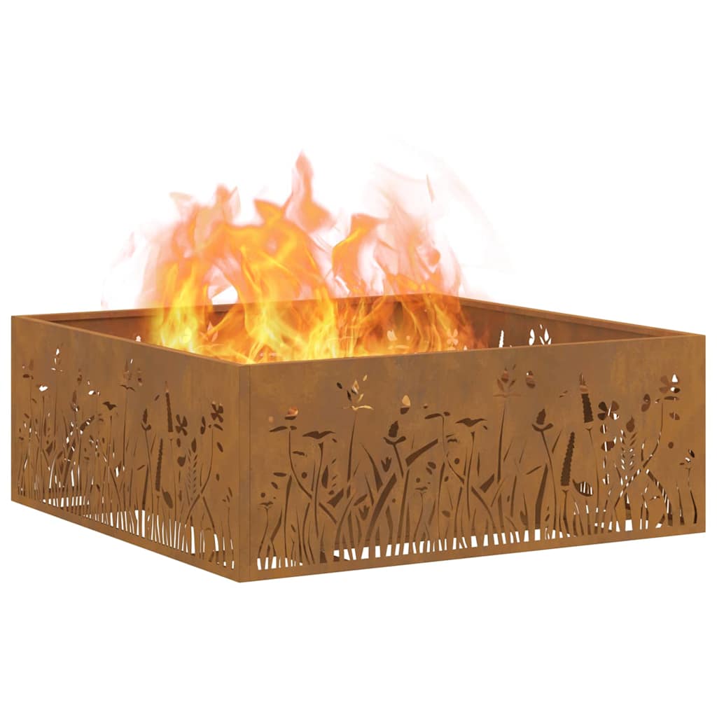 Fire Pit Castanho 80 x 80 x 30 cm Aço corten