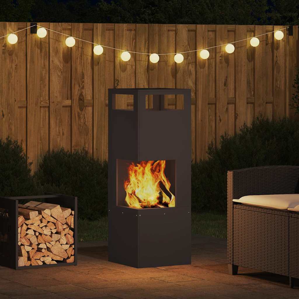 Fire Pit Preto 35 x 35 x 100 cm Aço