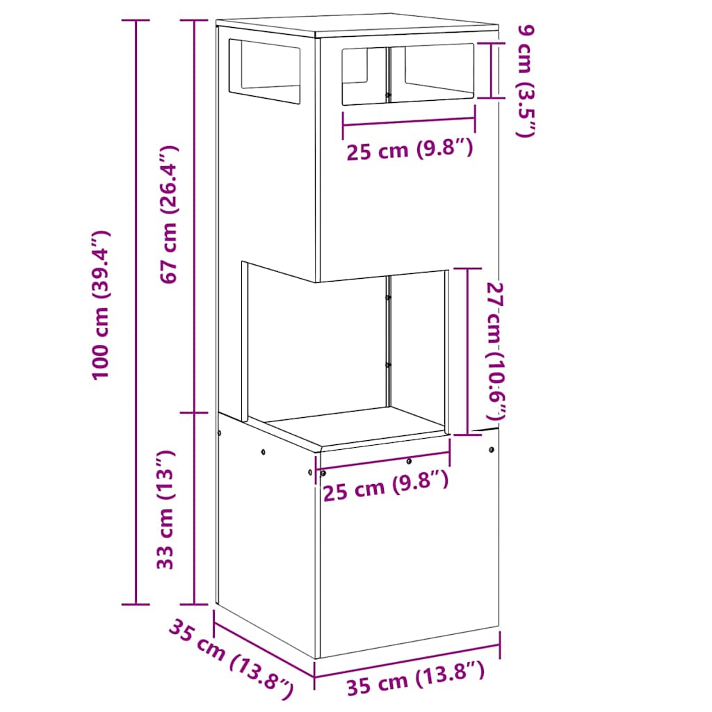 Fire Pit Preto 35 x 35 x 100 cm Aço
