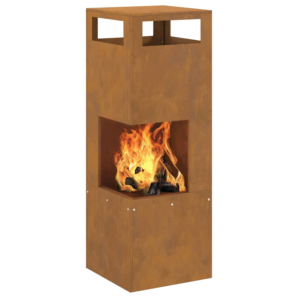 Fire Pit Castanho 35 x 35 x 100 cm Aço