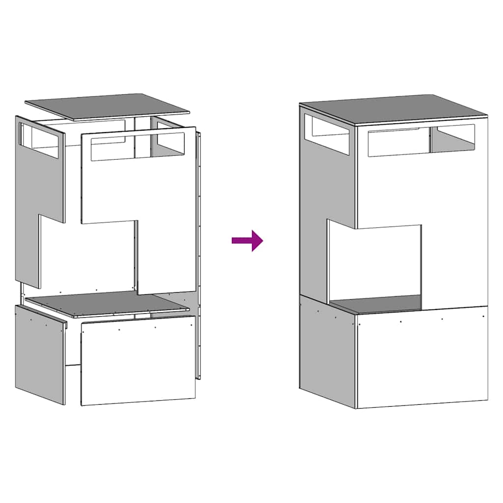 Fire Pit Preto 50 x 50 x 100 cm Aço