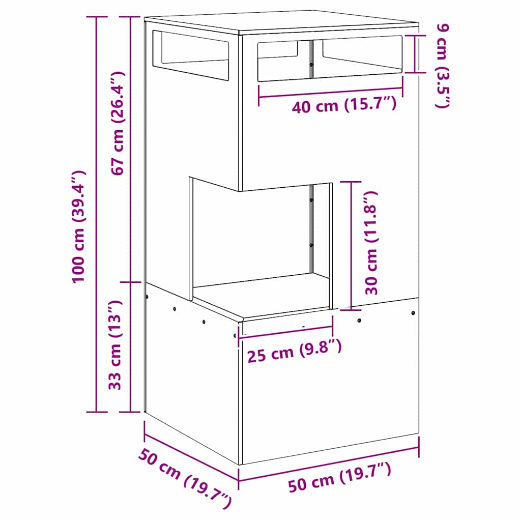Fire Pit Preto 50 x 50 x 100 cm Aço