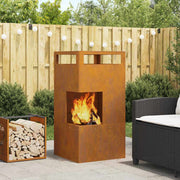 Fire Pit Castanho 50 x 50 x 100 cm Aço