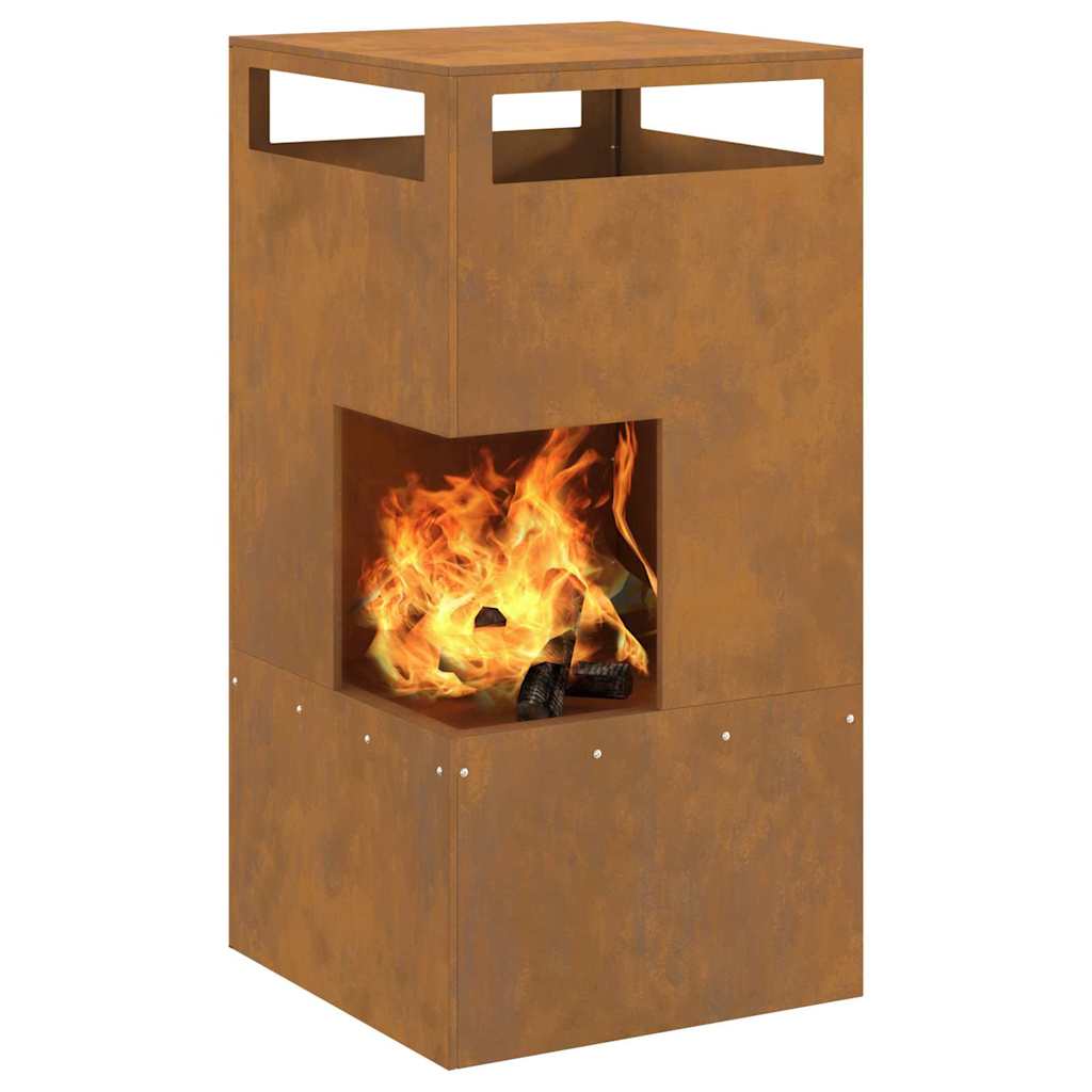 Fire Pit Castanho 50 x 50 x 100 cm Aço