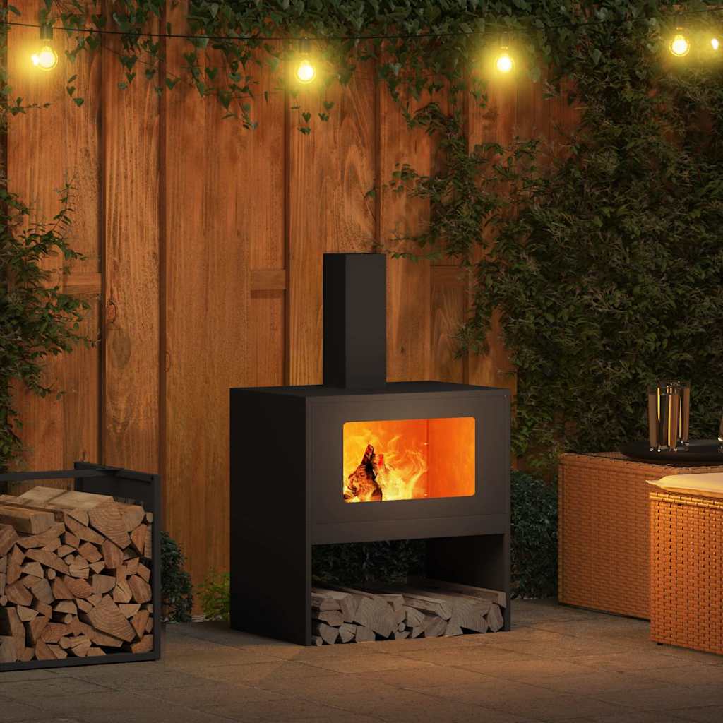 Fire Pit Preto 60 x 40 x 96 cm Aço