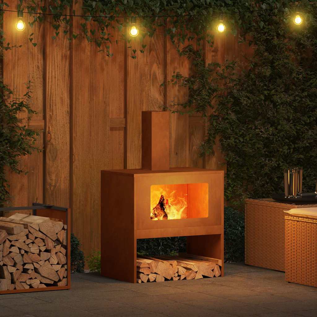 Fire Pit Castanho 60 x 40 x 96 cm Aço