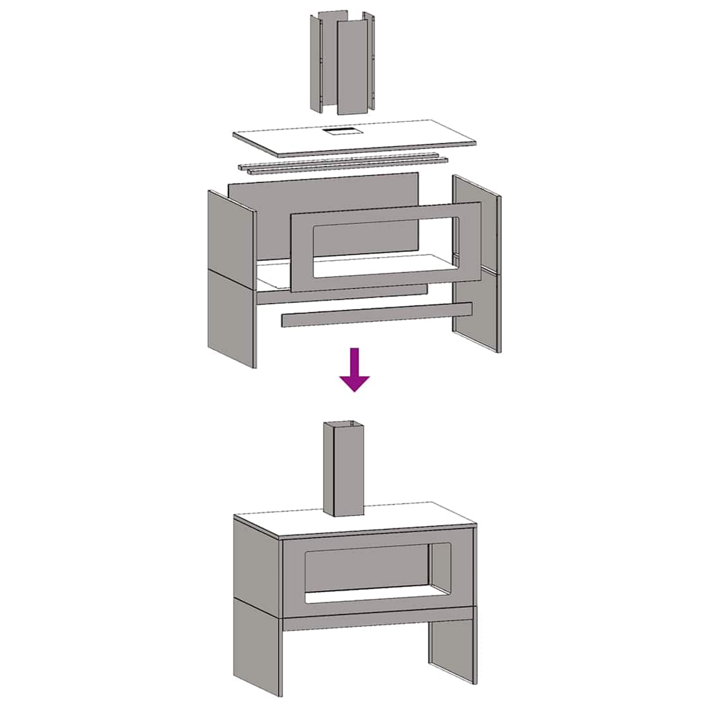 Fire Pit Preto 80 x 50 x 96 cm Aço laminado a frio