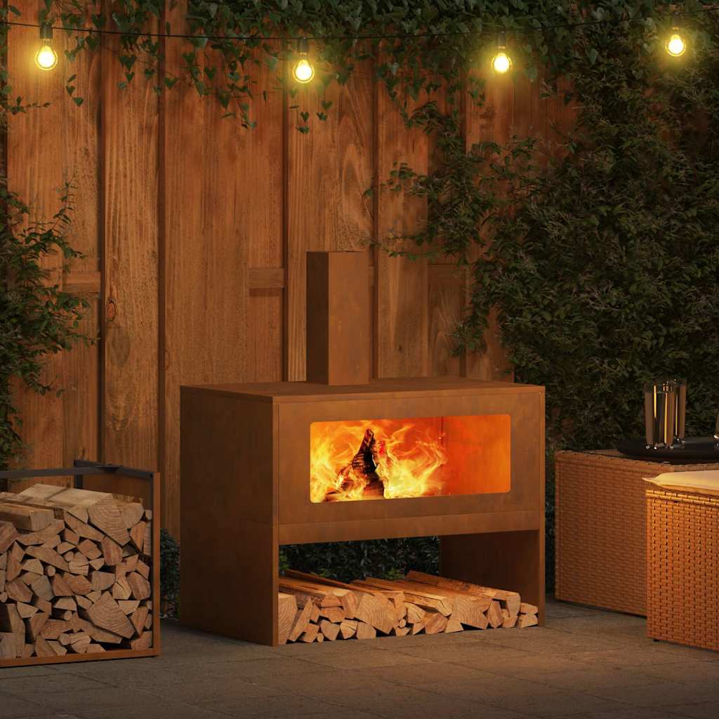 Fire Pit Castanho 80 x 50 x 96 cm Aço corten