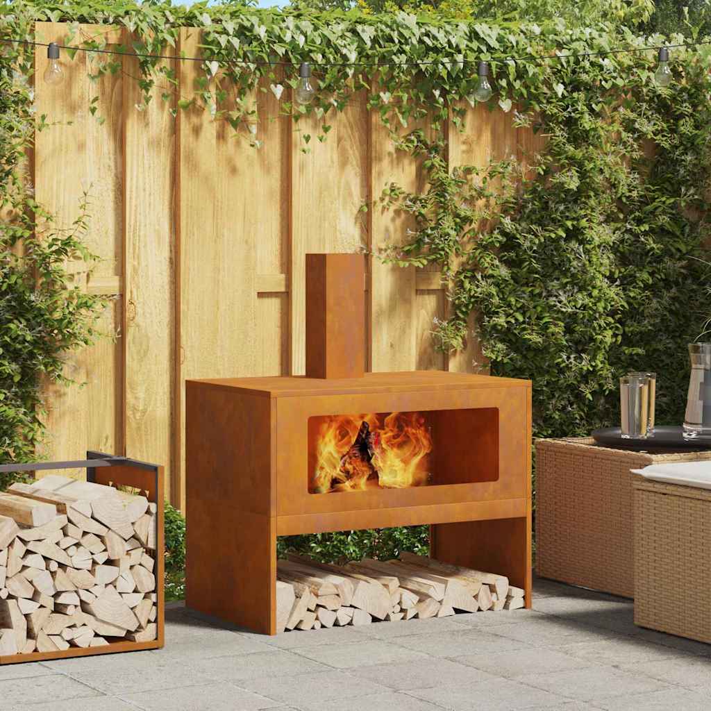 Fire Pit Castanho 80 x 50 x 96 cm Aço corten