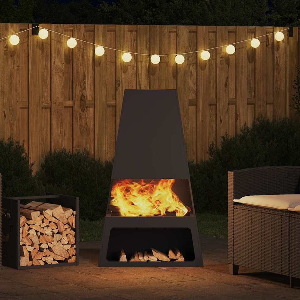 Fire Pit Preto 60 x 35 x 100 cm Aço