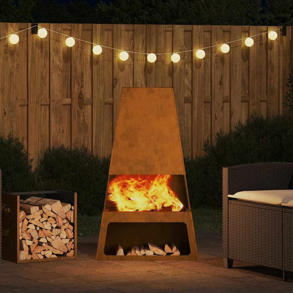 Fire Pit Castanho 60 x 35 x 100 cm Aço