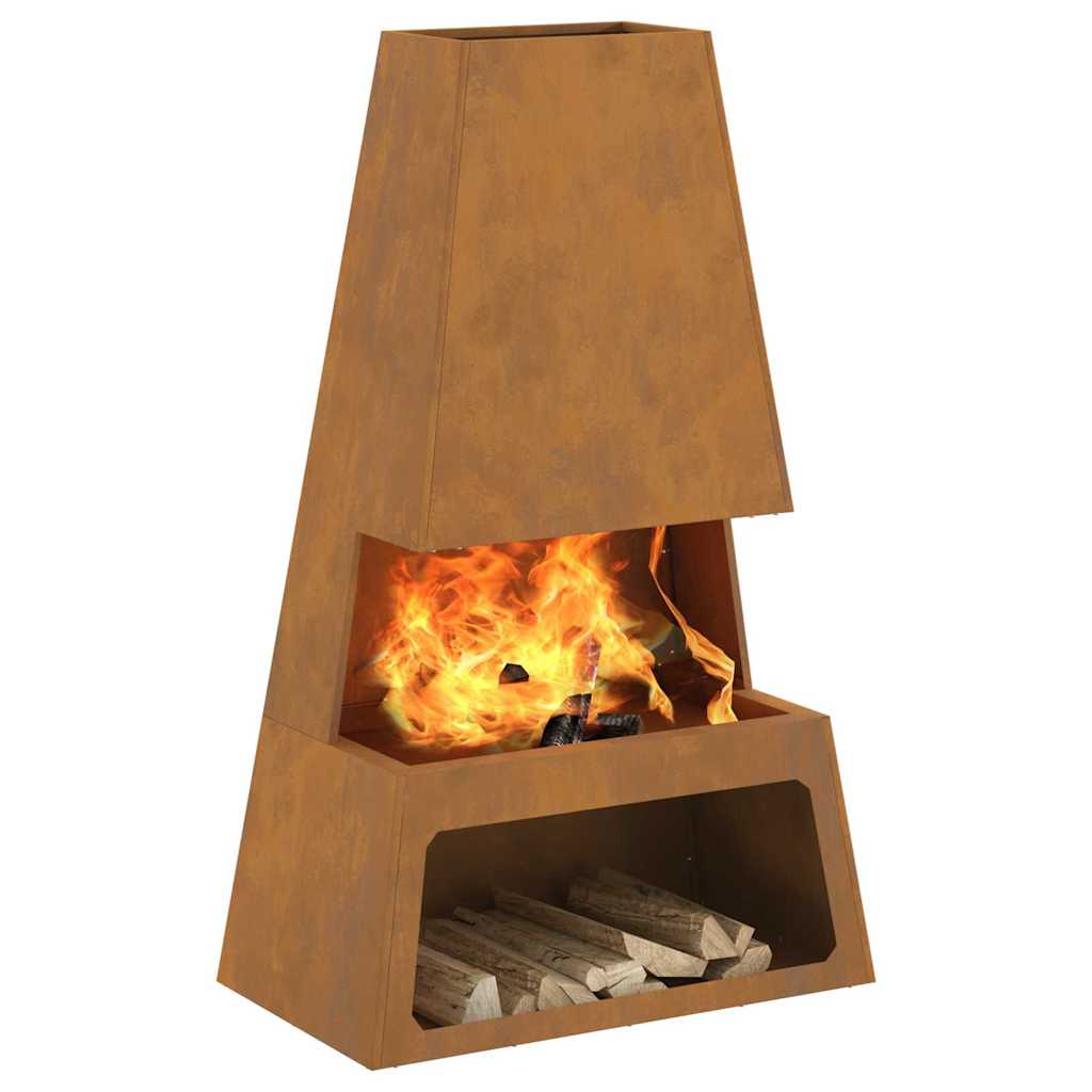 Fire Pit Castanho 60 x 35 x 100 cm Aço