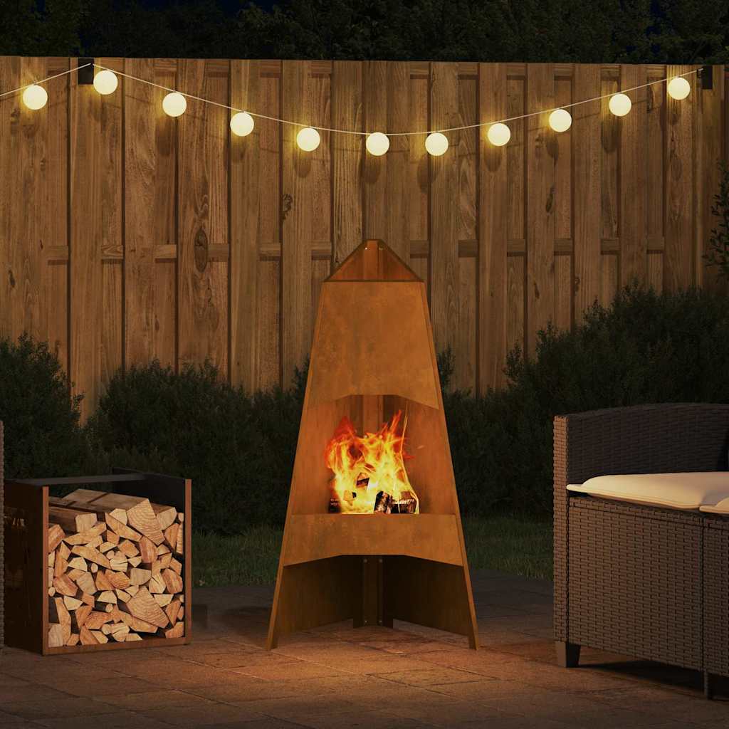 Fire Pit Castanho 50 x 50 x 95 cm Aço