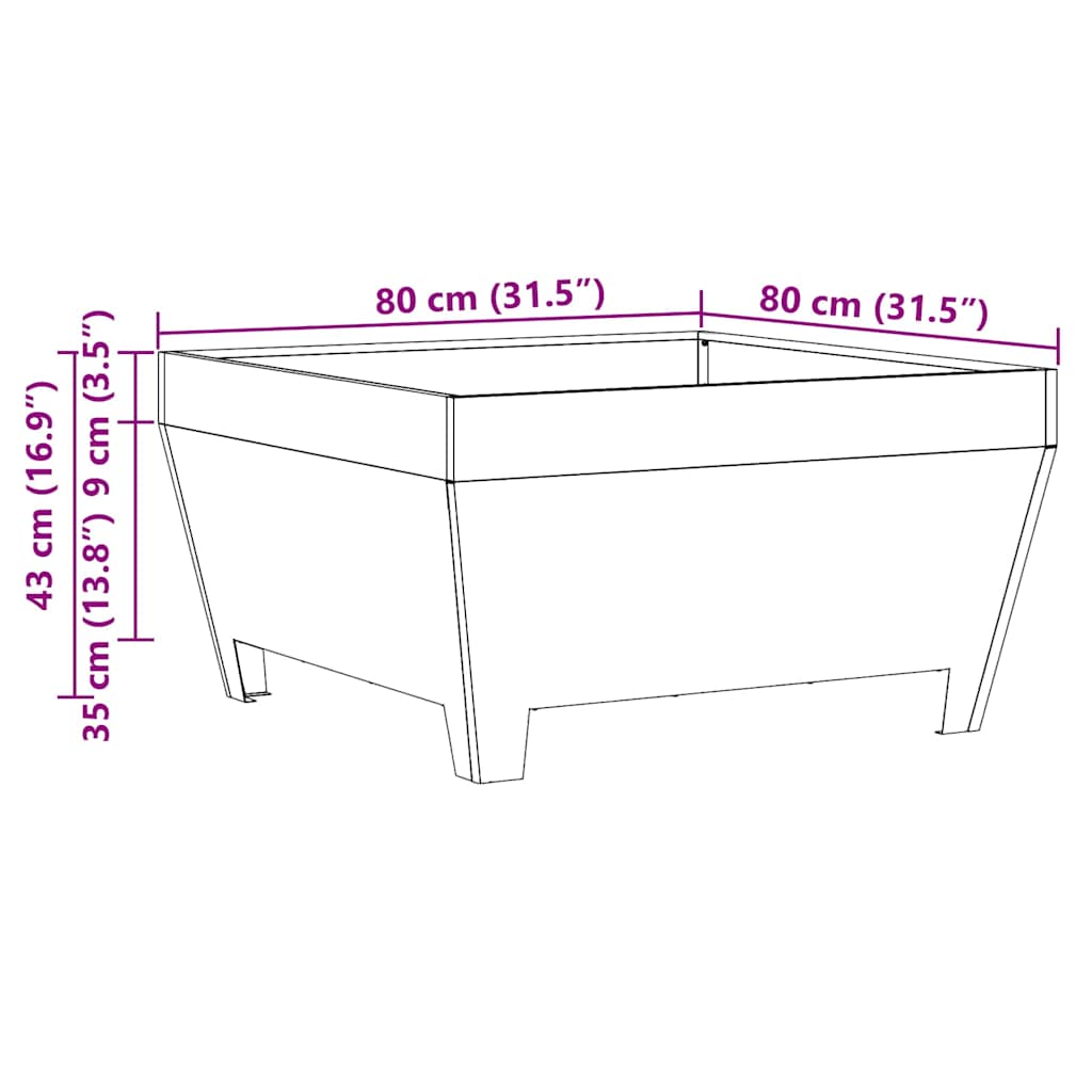 Fire Pit Preto 80 x 80 x 43 cm Aço