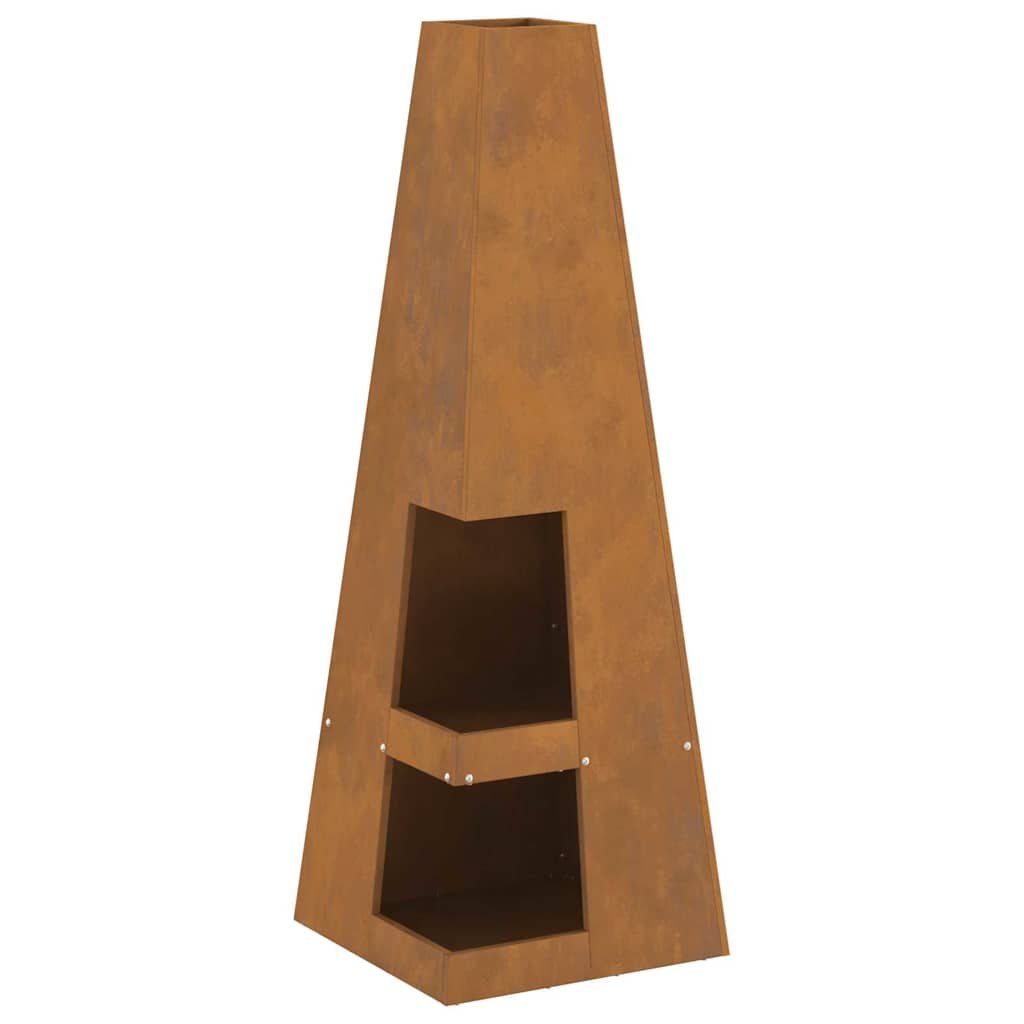 Fire Pit Castanho 35 x 35 x 100 cm Aço