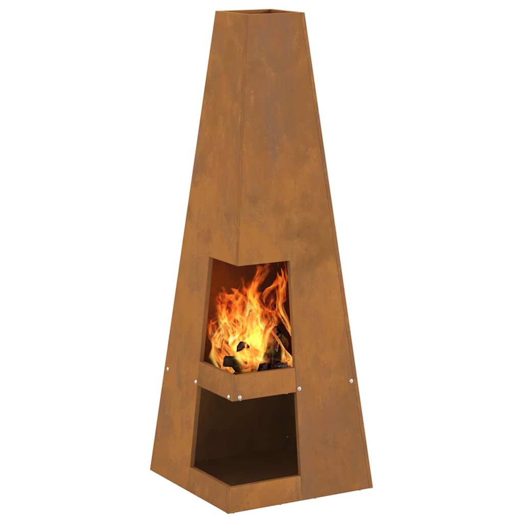 Fire Pit Castanho 35 x 35 x 100 cm Aço