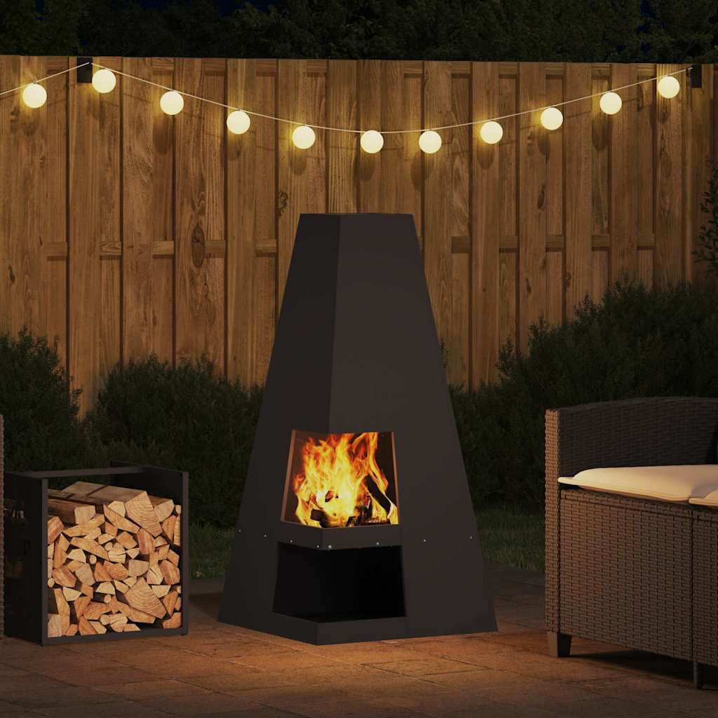 Fire Pit Preto 50 x 50 x 100 cm Aço