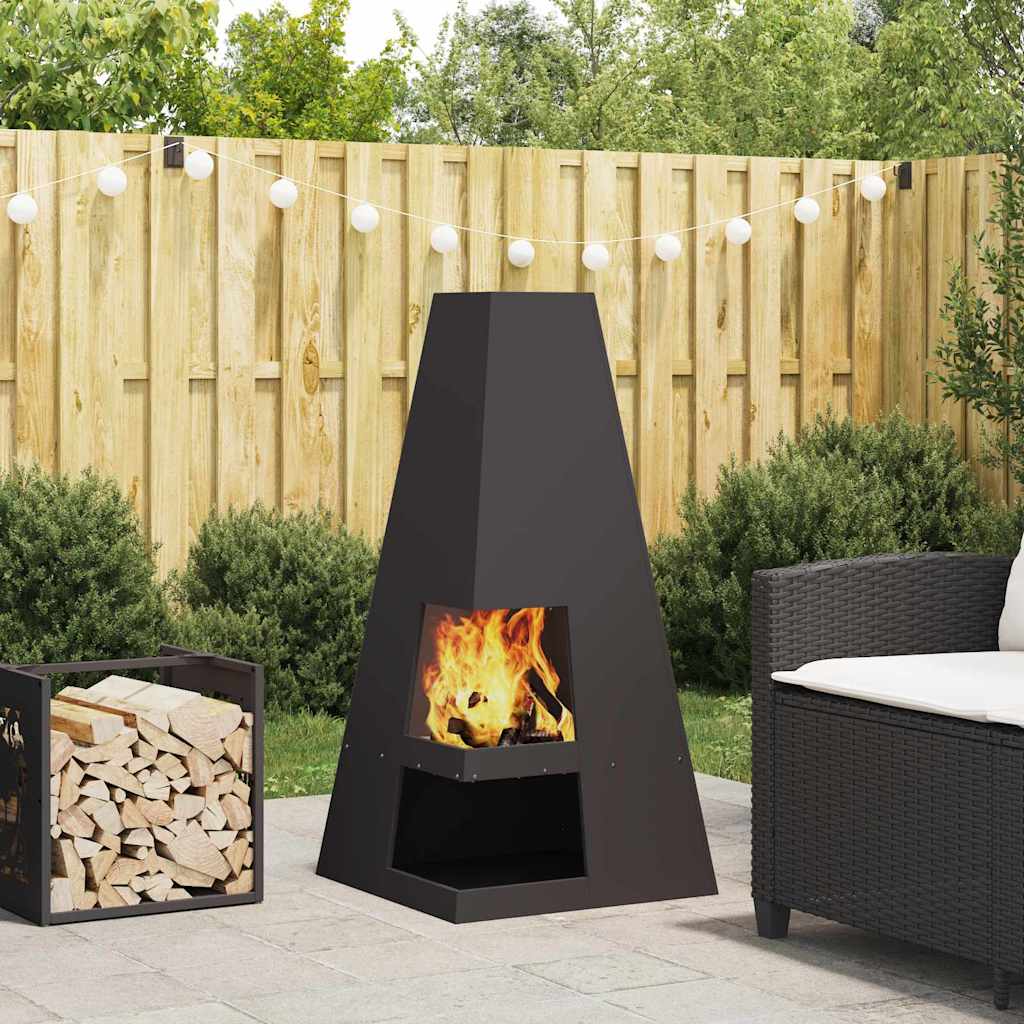 Fire Pit Preto 50 x 50 x 100 cm Aço