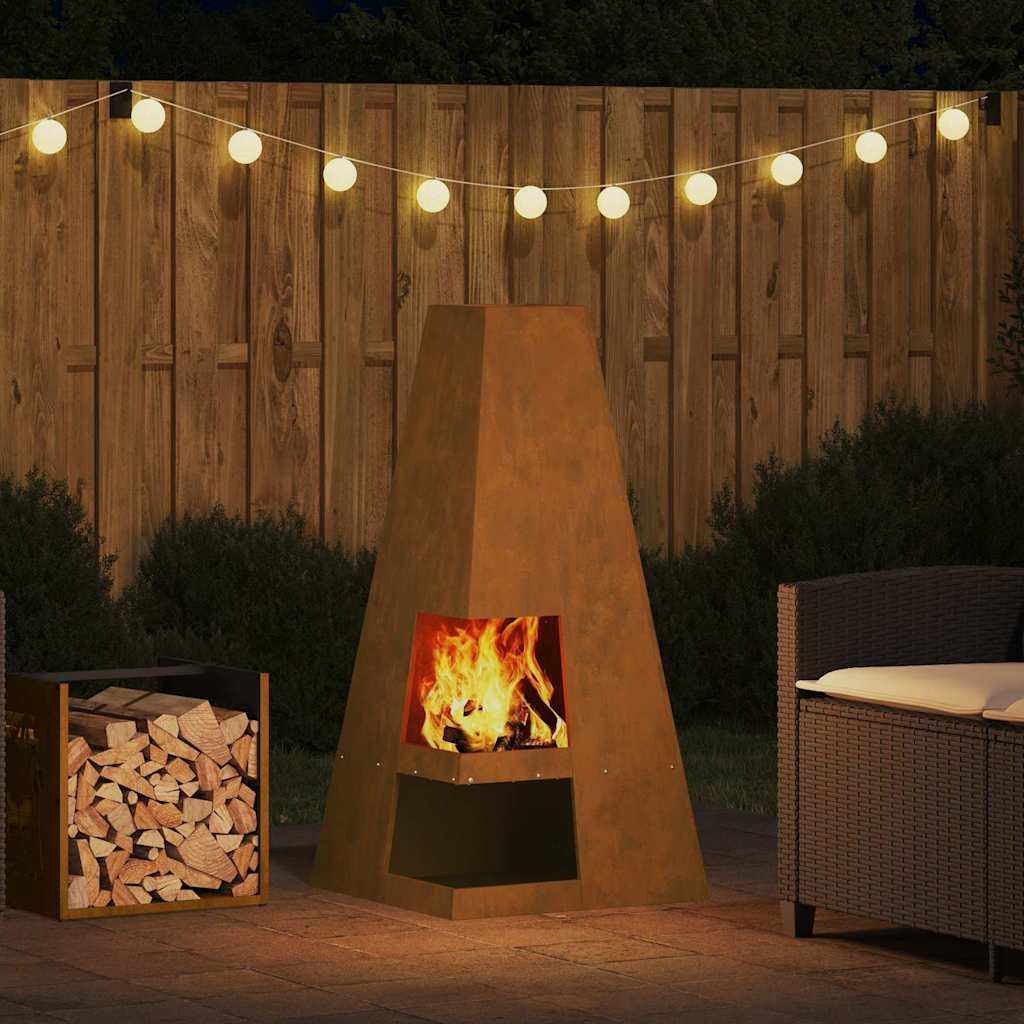 Fire Pit Castanho 50 x 50 x 100 cm Aço
