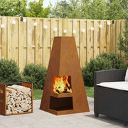 Fire Pit Castanho 50 x 50 x 100 cm Aço