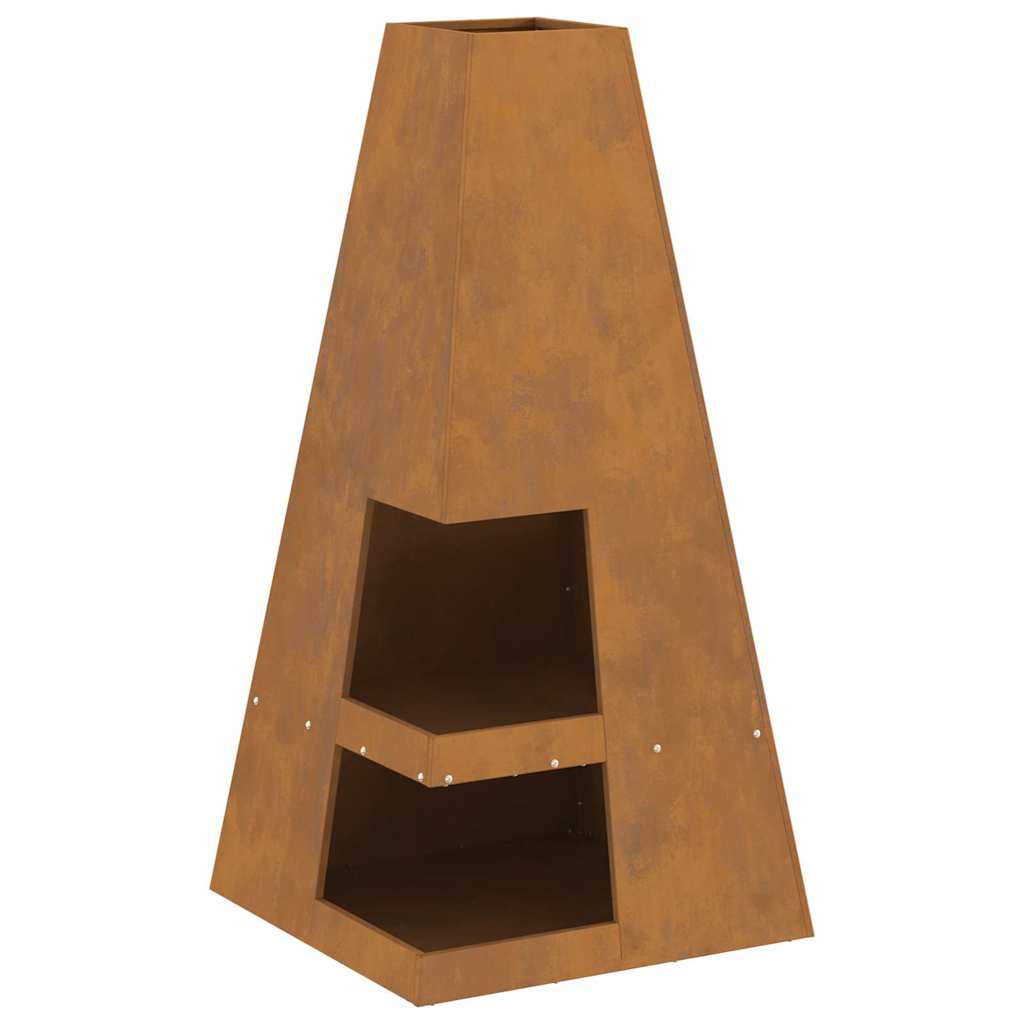 Fire Pit Castanho 50 x 50 x 100 cm Aço