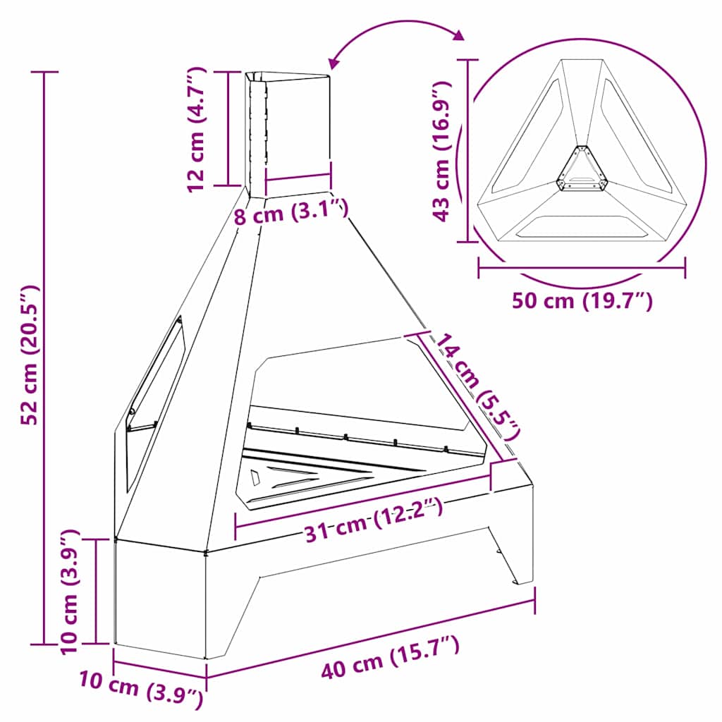 Fire Pit Castanho 50 x 43 x 52 cm Aço