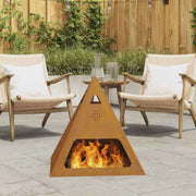 Fire Pit Castanho 50 x 50 x 51 cm Aço corten