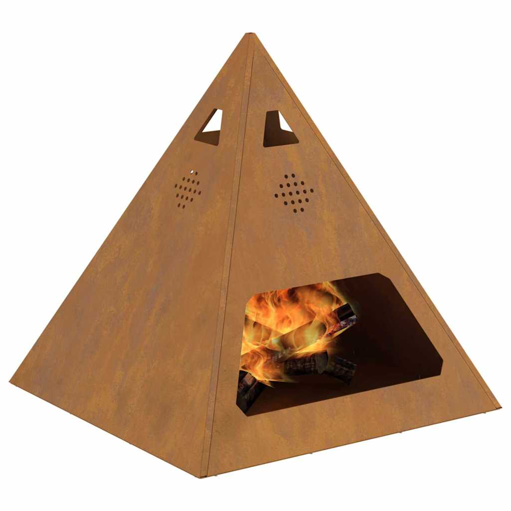 Fire Pit Castanho 50 x 50 x 51 cm Aço corten