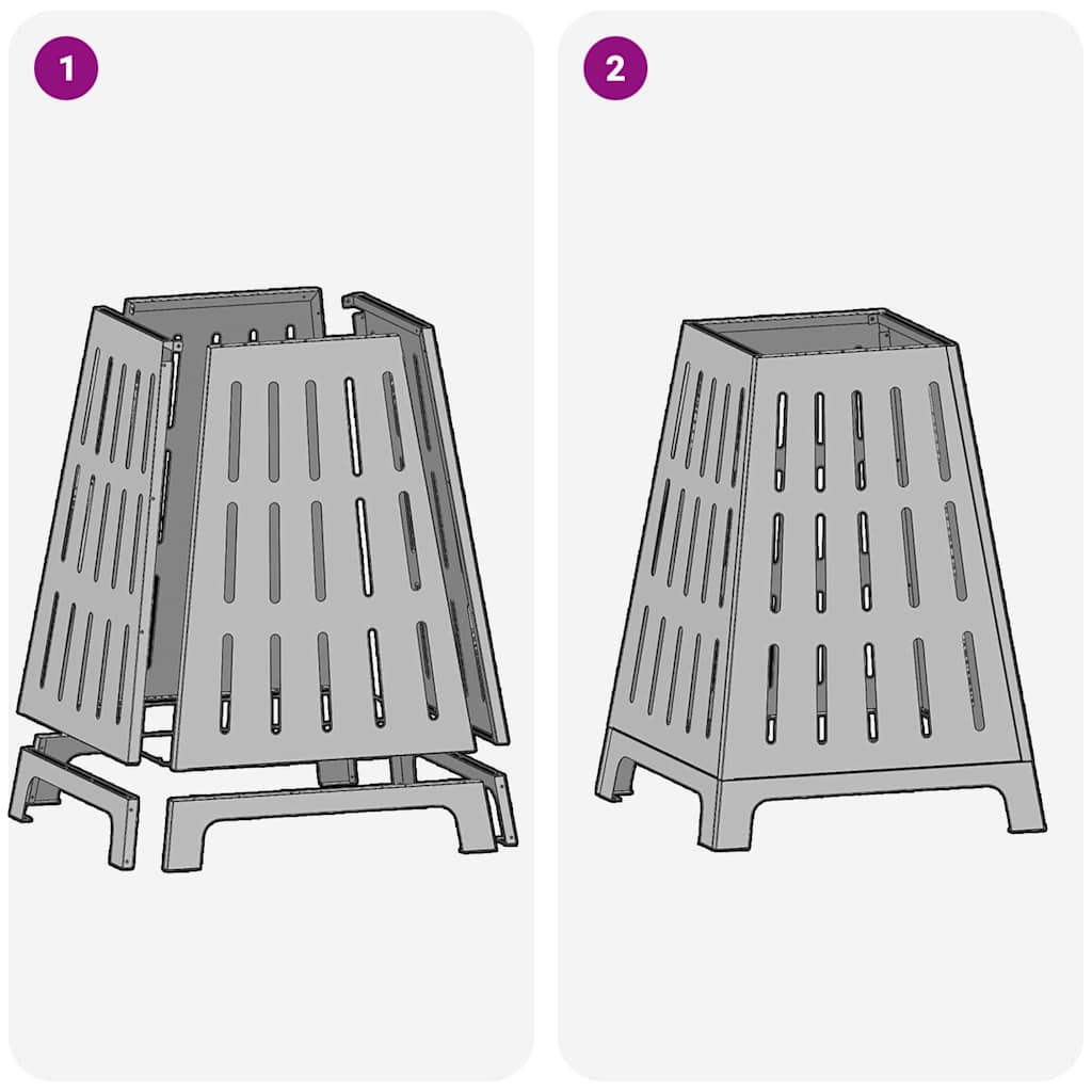 Fire Pit Preto 50 x 50 x 70 cm Aço laminado a frio