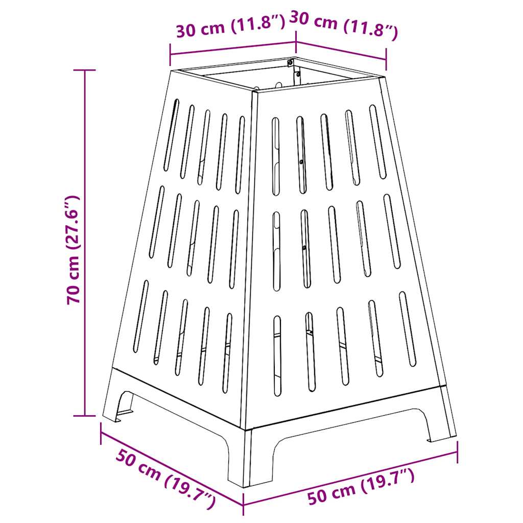 Fire Pit Preto 50 x 50 x 70 cm Aço laminado a frio