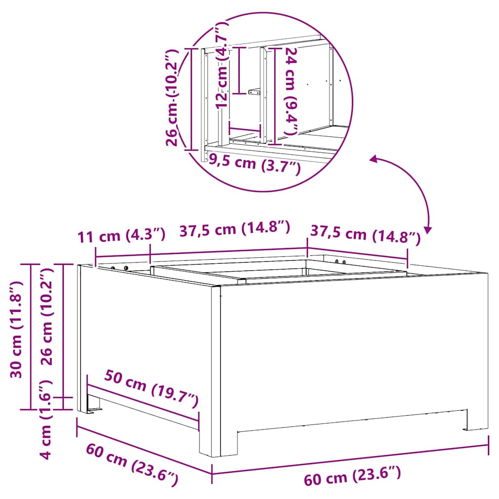 Fire Pit Castanho 60 x 60 x 30 cm Aço