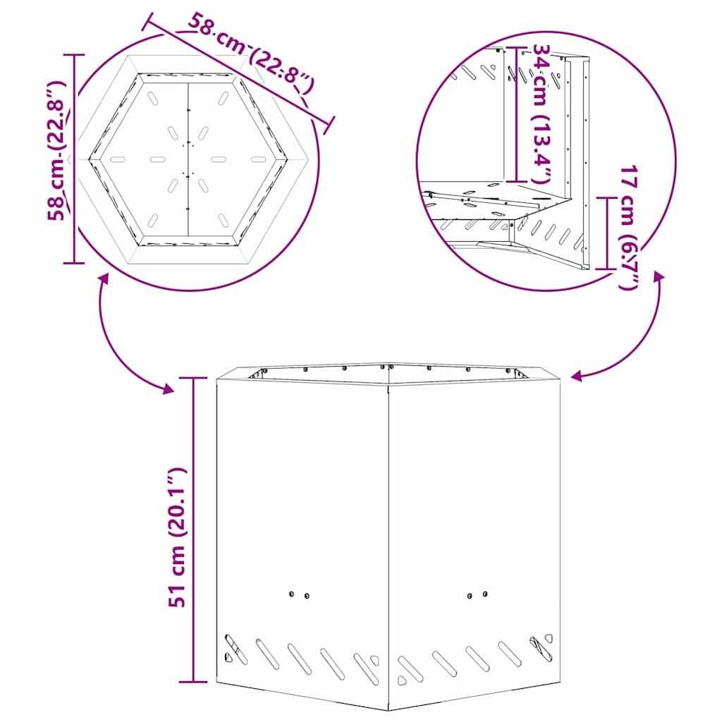 Fogueira Sem Fumaça Preto 58 x 58 x 51 cm Aço