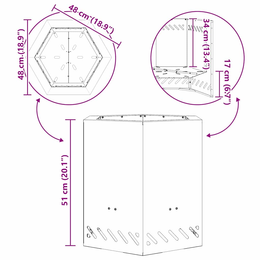 Fogueira Sem Fumaça Preto 48 x 48 x 51 cm Aço