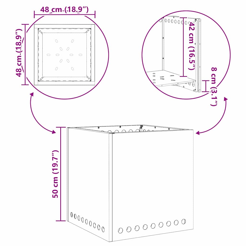 Fogueira Sem Fumaça Preto 48 x 48 x 50 cm Aço