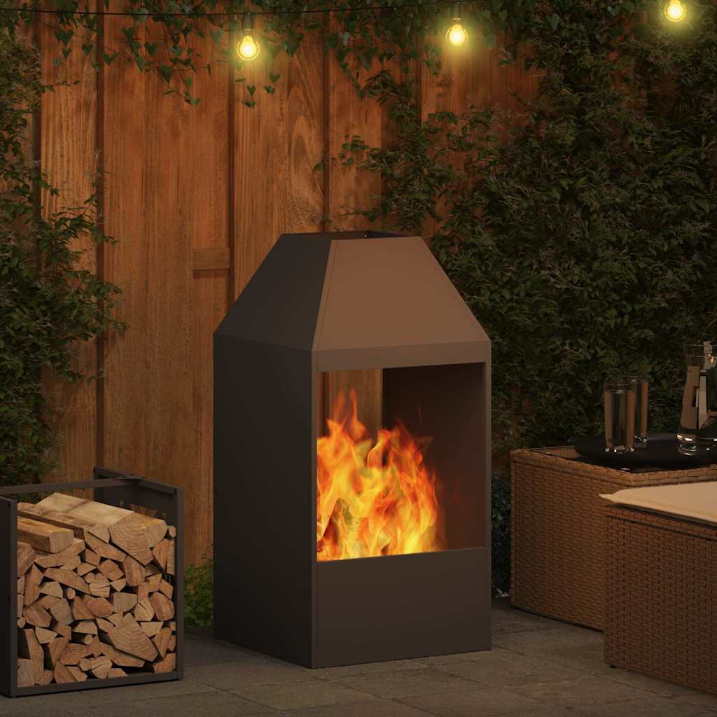 Fire Pit Preto 50 x 50 x 100 cm Aço