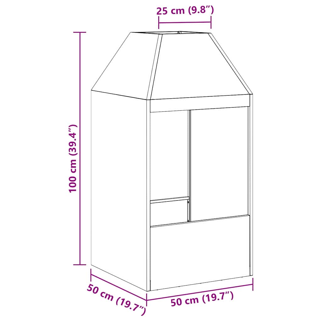 Fire Pit Preto 50 x 50 x 100 cm Aço