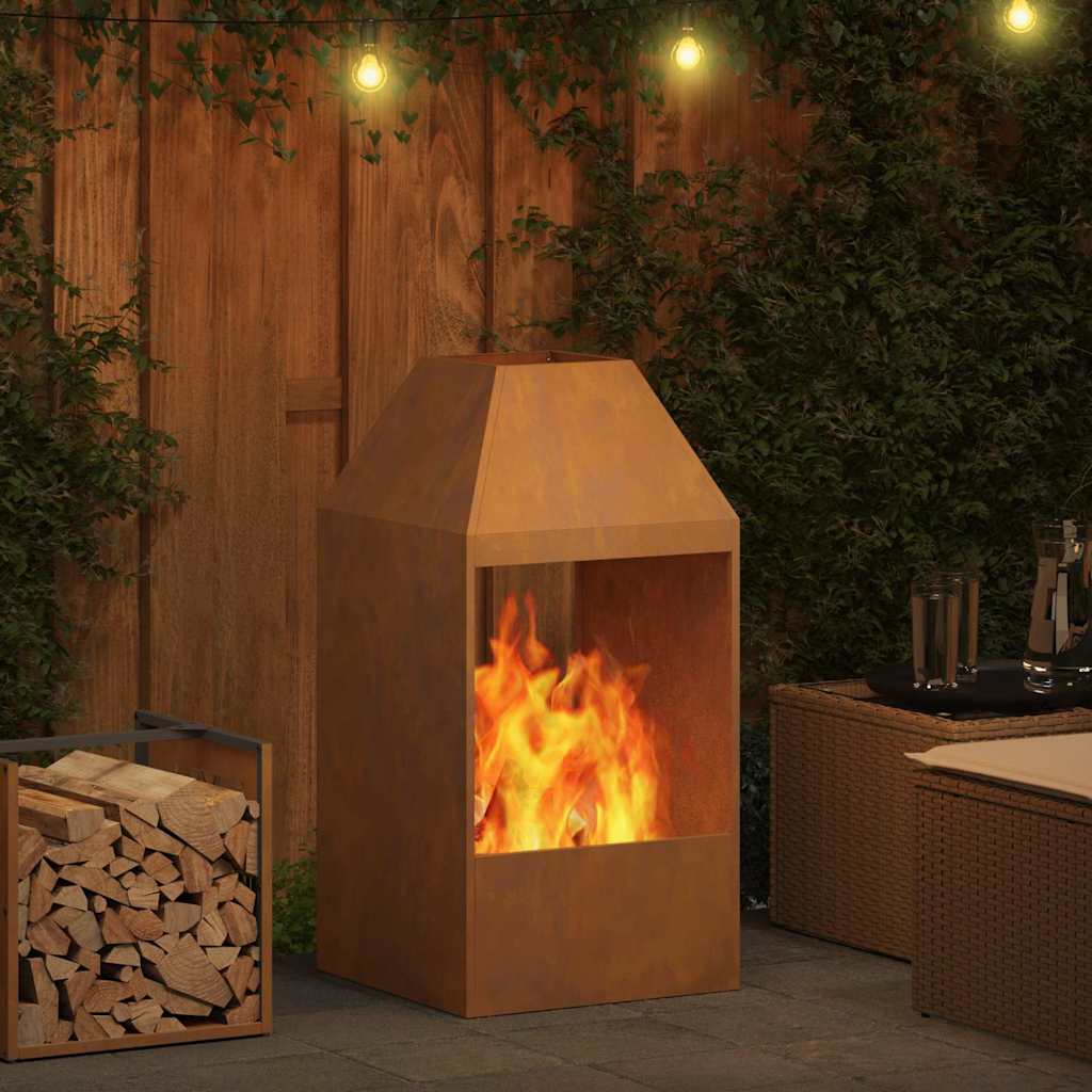 Fire Pit Castanho 50 x 50 x 100 cm Aço