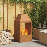 Fire Pit Castanho 50 x 50 x 100 cm Aço