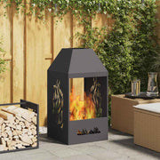 Fire Pit Preto 50 x 50 x 100 cm Aço