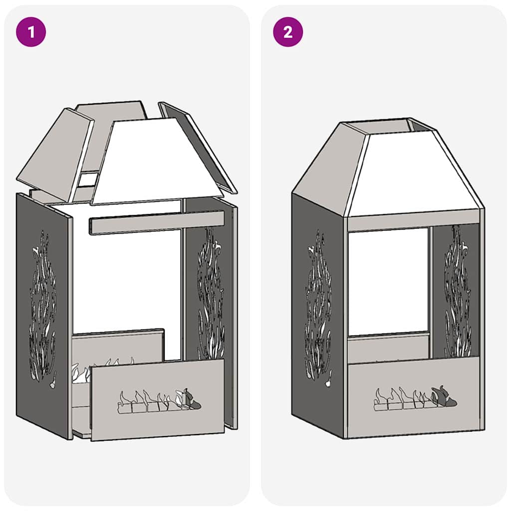 Fire Pit Castanho 50 x 50 x 100 cm Aço